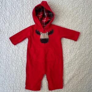 Carter's Super Fun Red Reindeer 1/2 Zip One Piece Sz 3 months Baby Jumpsuit